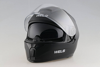 Шлем WELS M66, двойной визор, DOT (M62 A) (Чёрный матовый, L)